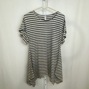 Hot Ginger woman striped kerchief hem dress.  size m